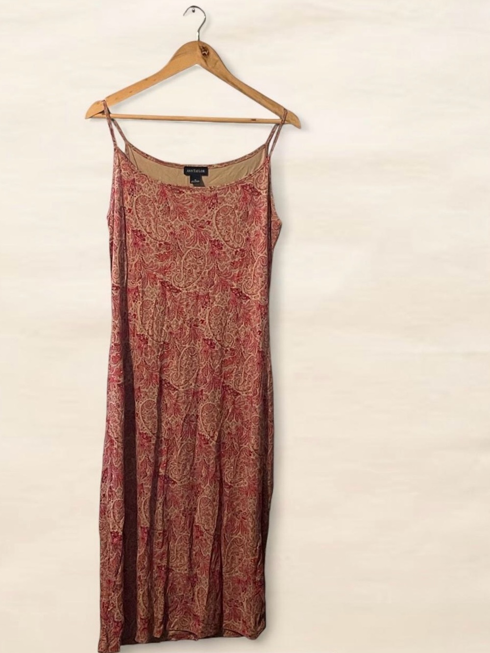 Vintage-Inspired Ann Taylor Paisley Slip Dress - Red/Cream